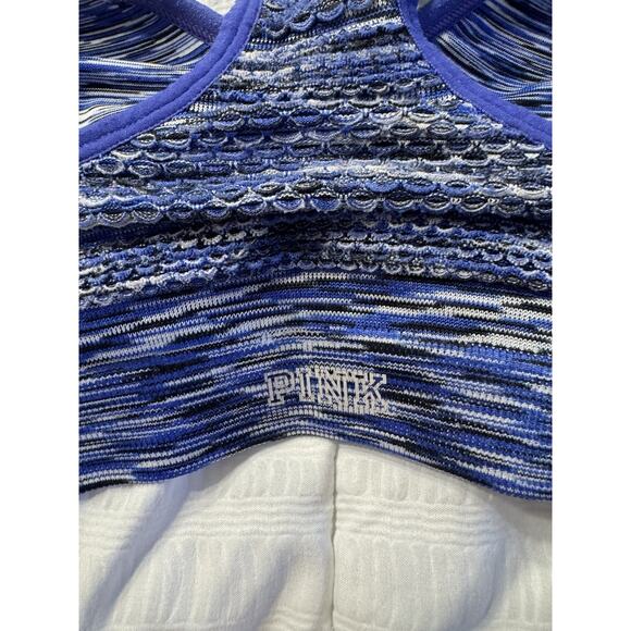 VS Pink Racerback Sports Bra Blue Victoria's Secret Padded Women's Small - Picture 3 of 6